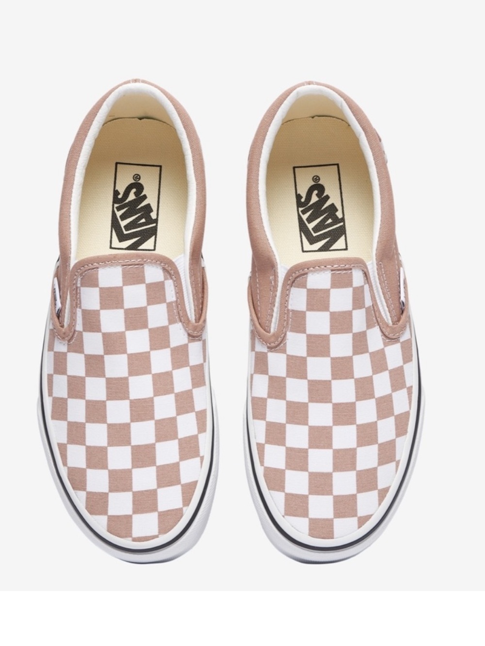 Vans Slip-On Checkerboard Sneaker in Tan and White Womens